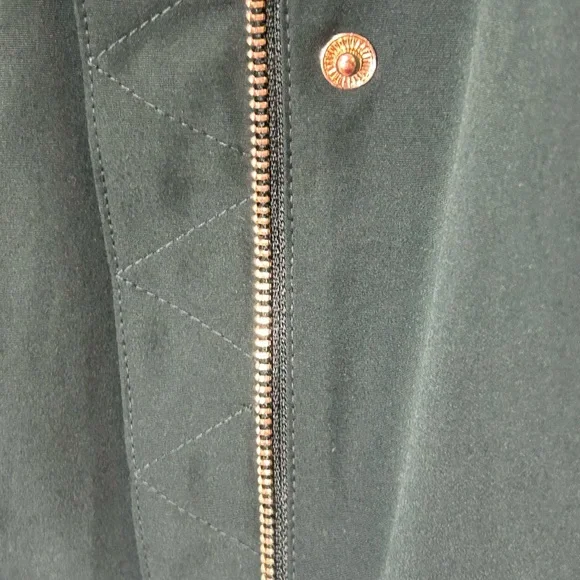 LOFT Dark Green Hooded Jacket with Gold Accents - Picture 10 of 12